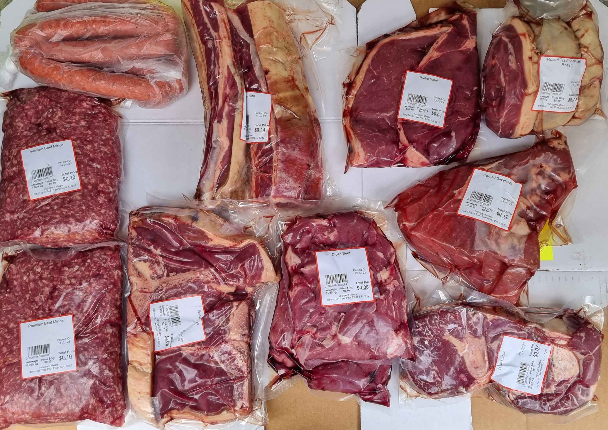 A sample of our Beef cuts in cryovac packaging